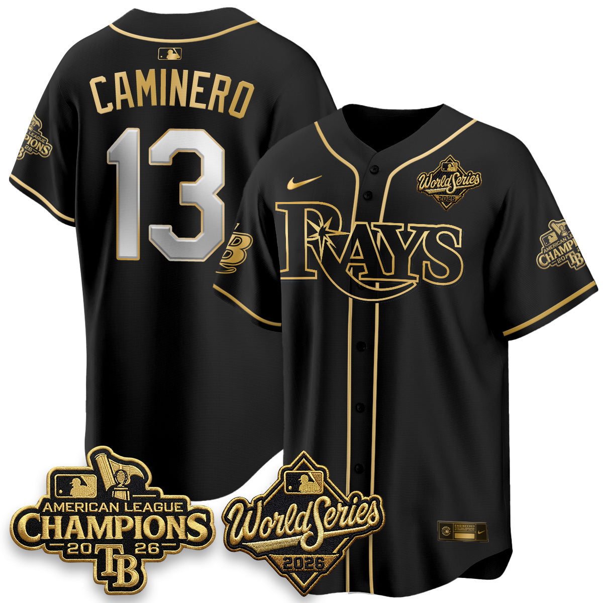 TB 2026 AL Champions Black Gold Edition Vapor Jersey V2- Stitched