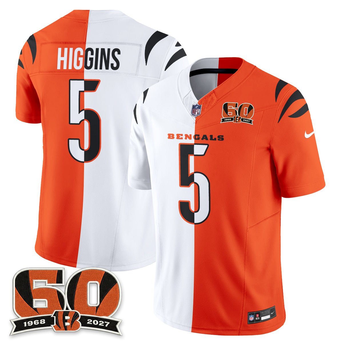 Cincinnati Bengals Split Edition Vapor Jersey - Stitched