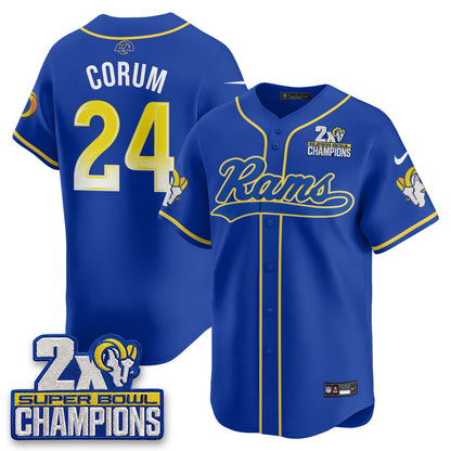 Los Angeles Rams 2X Champs Rivalries Baseball Vapor Jersey - Stitched