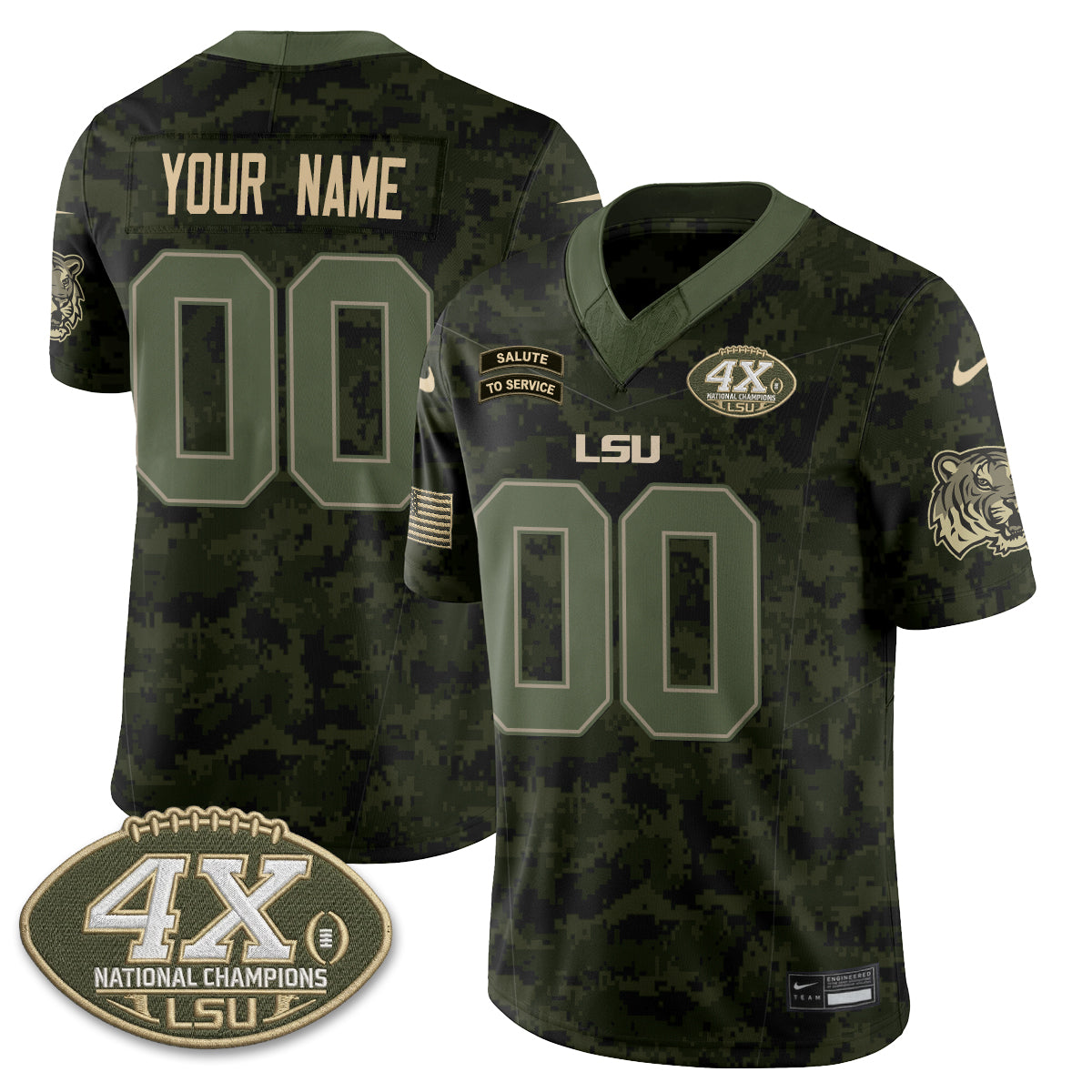 LSU Tigers 2026 Salute to Service Vapor Custom Jersey - Stitched