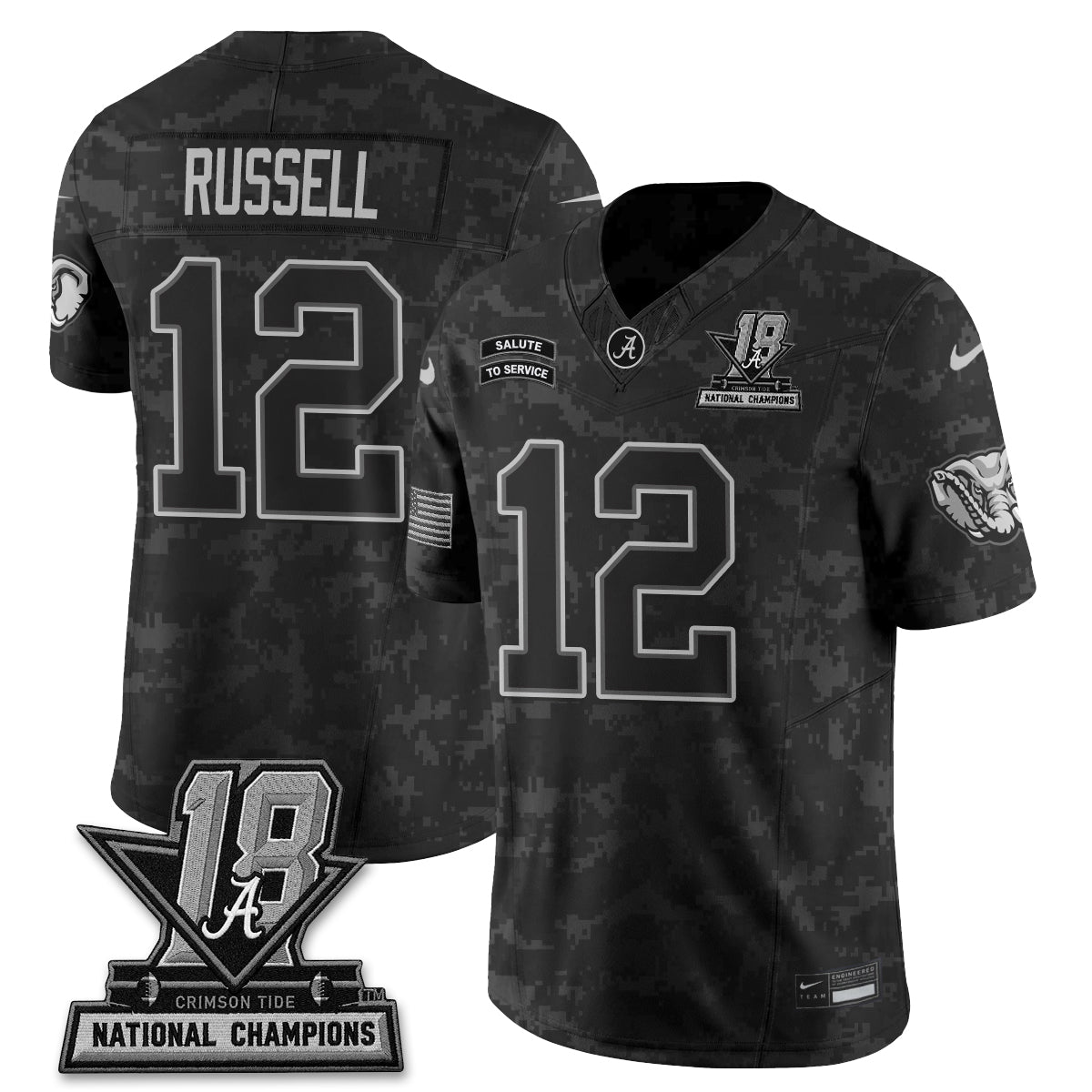 Alabama Crimson Tide 2026 Salute to Service Vapor Jersey - Stitched