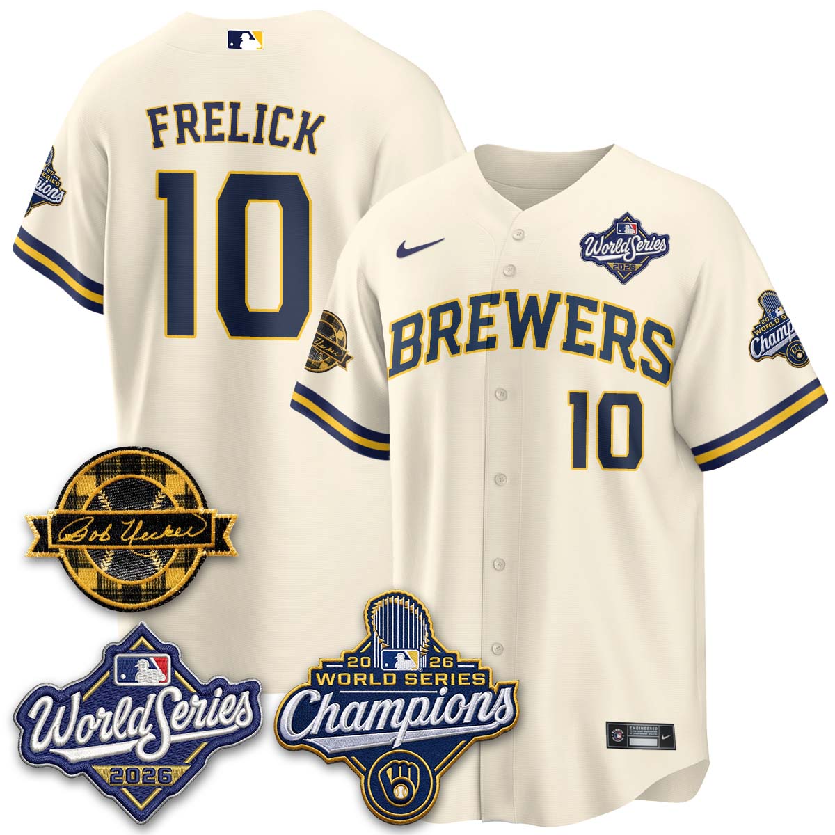 Milwaukee Brewers 2026 WS Champions - Bob Uecker Patch Vapor Jersey - Stitched