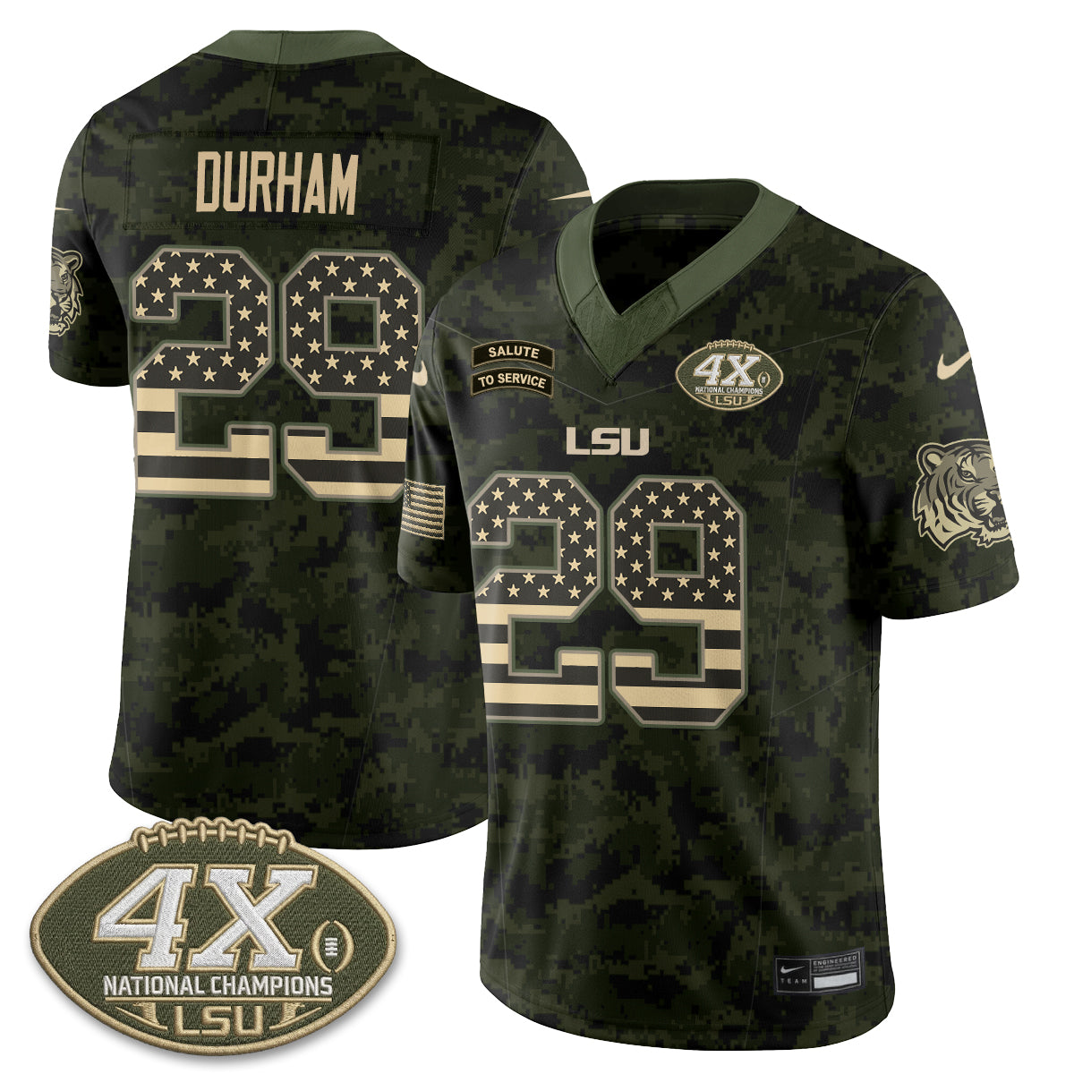 LSU Tigers 2026 Salute to Service Vapor Jersey - Stitched