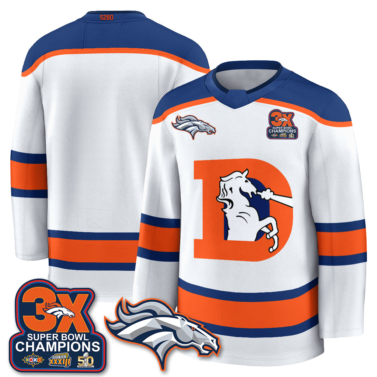 Denver Broncos Fan Gear Edition Hockey Jersey - Stitched