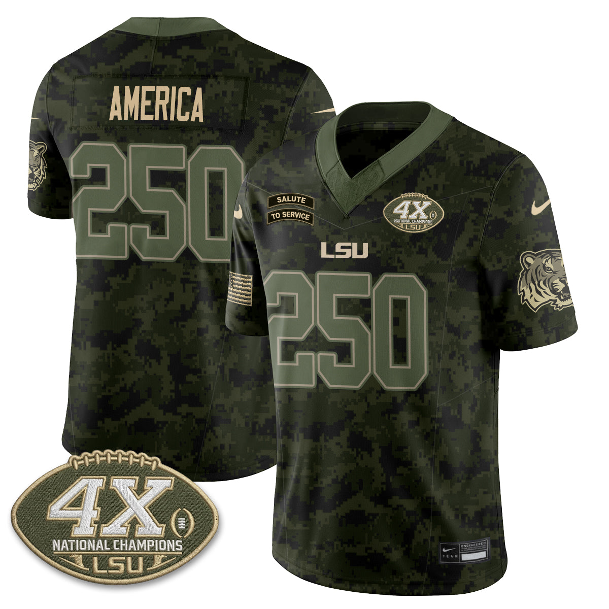 LSU Tigers 2026 Salute to Service Vapor Jersey - Stitched