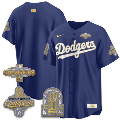 Los Angeles Dodgers 2026 NL West Champs Gold Vapor Jersey- Stitched