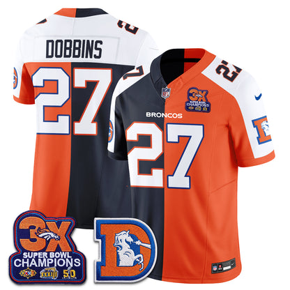 Denver Broncos Throwback Split Vapor Jersey - Stitched
