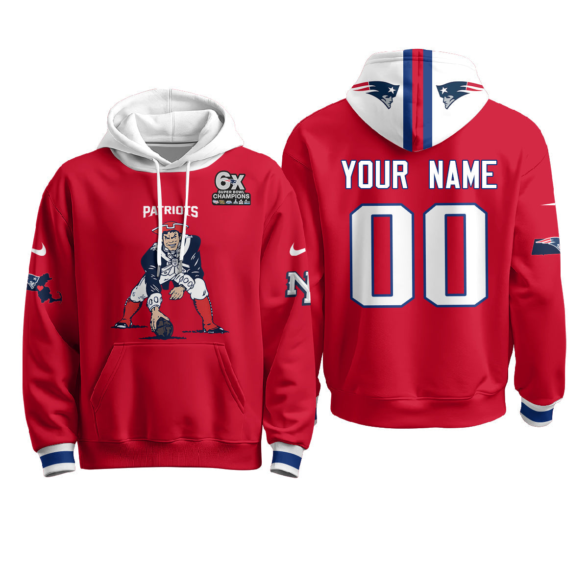 New England Patriots Minuteman Edition Custom Fleece Hoodie - Printed