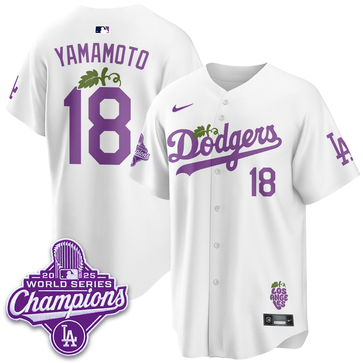 Los Angeles Dodgers Grape Edition Vapor Jersey - Stitched