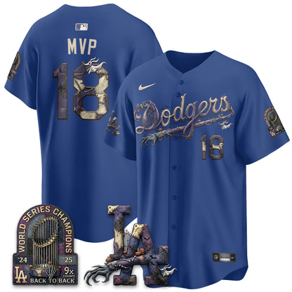 Los Angeles Dodgers Nightmare Edition Vapor Jersey - Printed