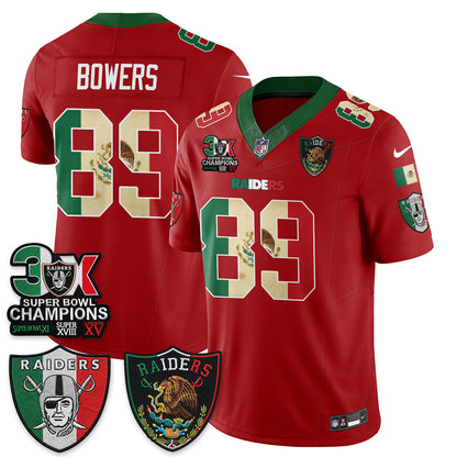 Las Vegas Raiders 3X Champs Mexico Edition Vapor Jersey - Stitched