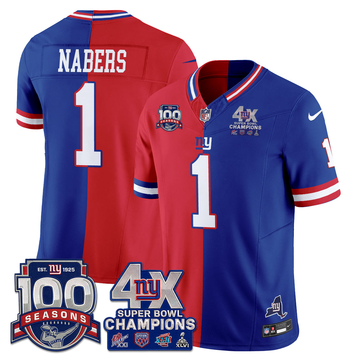 NYG 4X SBowl Split Edition Vapor Jersey - Stitched