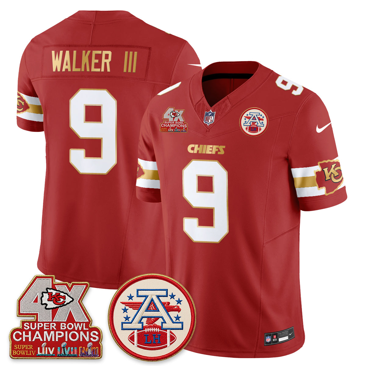 KC 4X Champs Gold Edition Vapor Jersey - Stitched