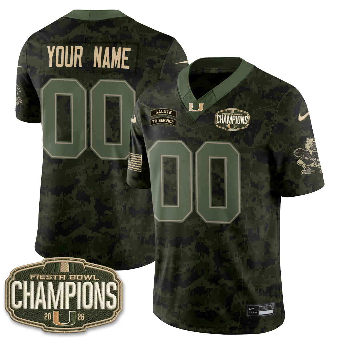 Miami Hurricanes 2026 Salute to Service Vapor Custom Jersey - Stitched