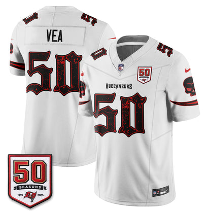 Tampa Bay Buccaneers Skull 50 Seasons Edition Vapor Jersey - Stitched