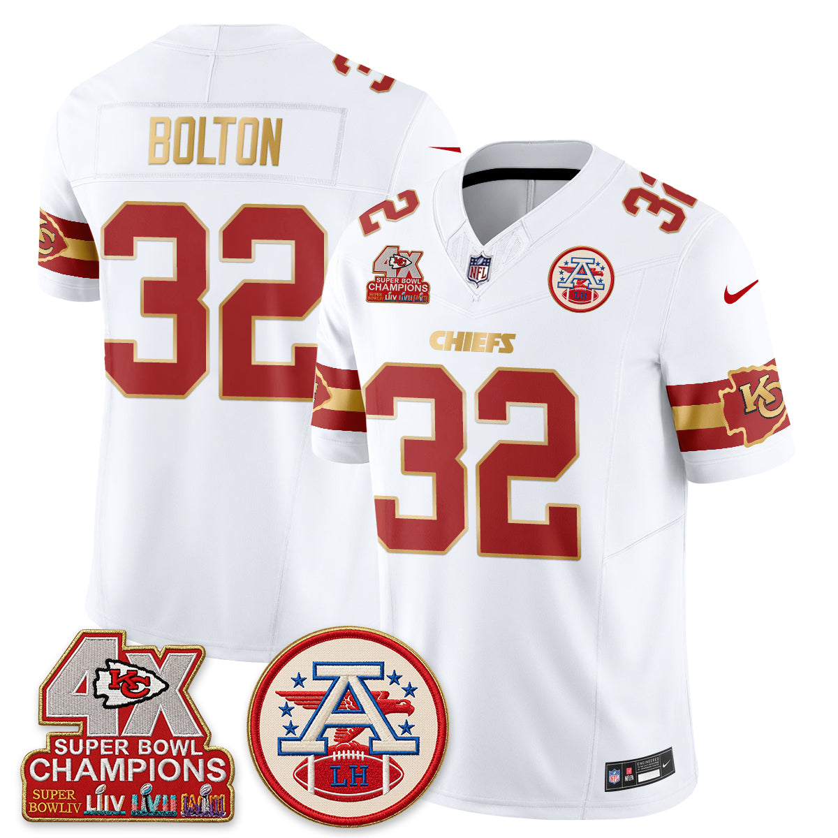 KC 4X Champs Gold Edition Vapor Jersey - Stitched