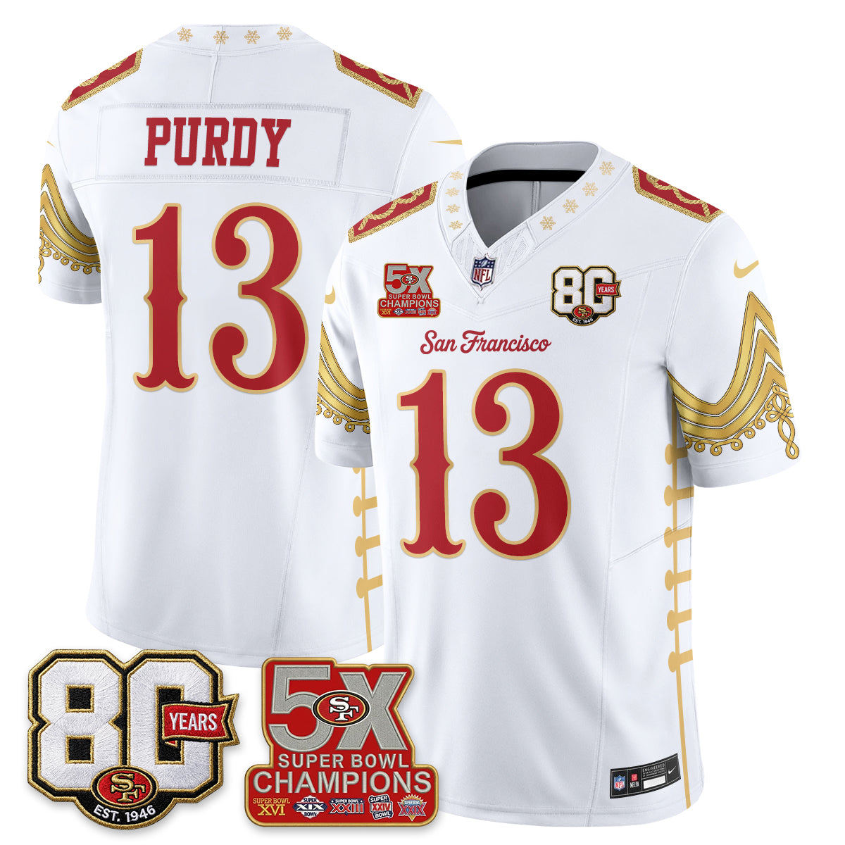 San Francisco 49ers Xmas Nutcracker Edition Vapor Jersey - Stitched
