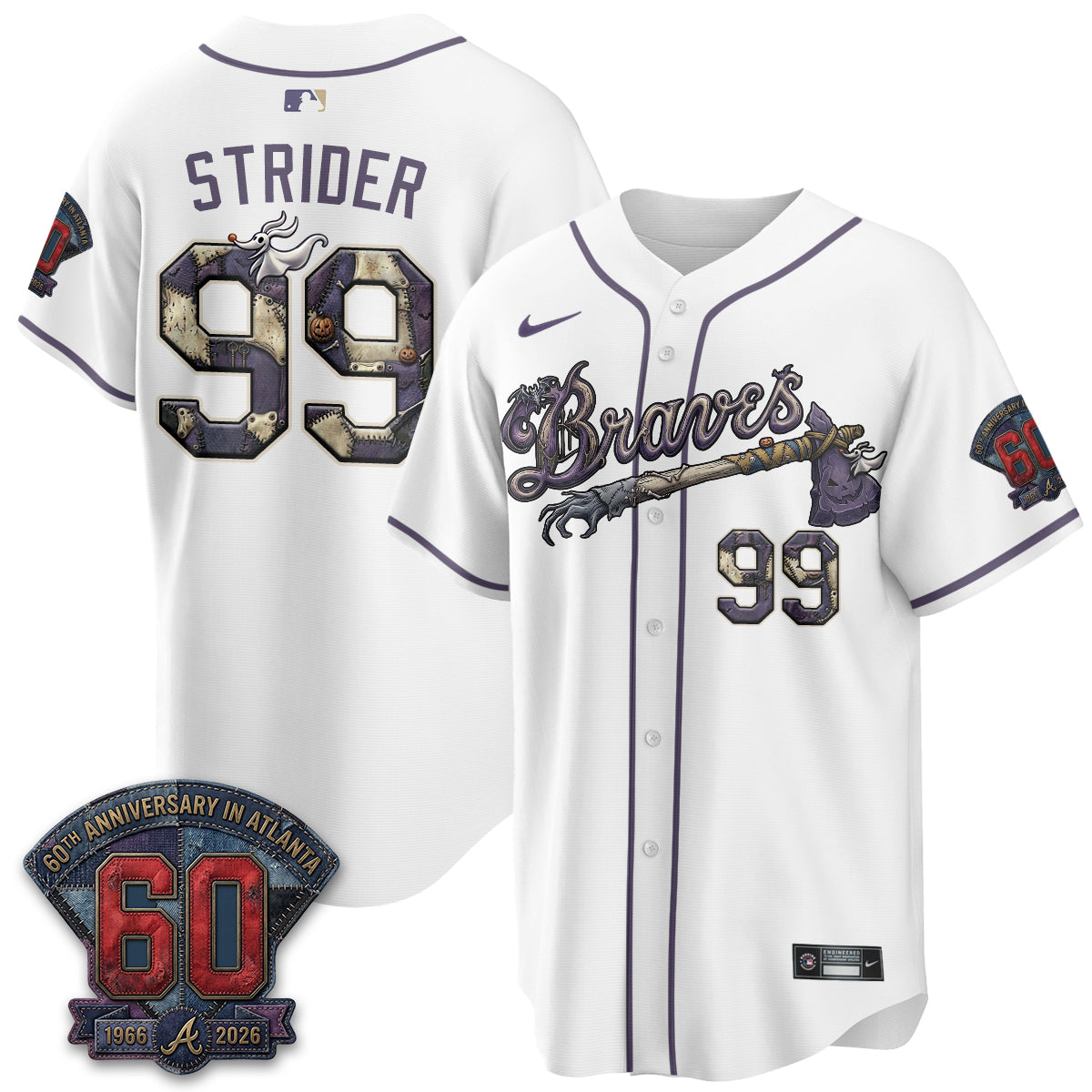 Atlanta Braves Nightmare Edition Vapor Jersey - Stitched