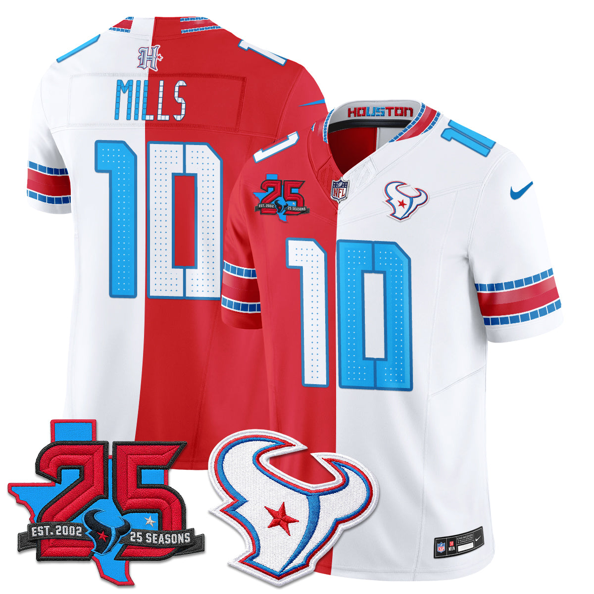 Houston Texans 2026 Rivalries Split Vapor Jersey - Stitched