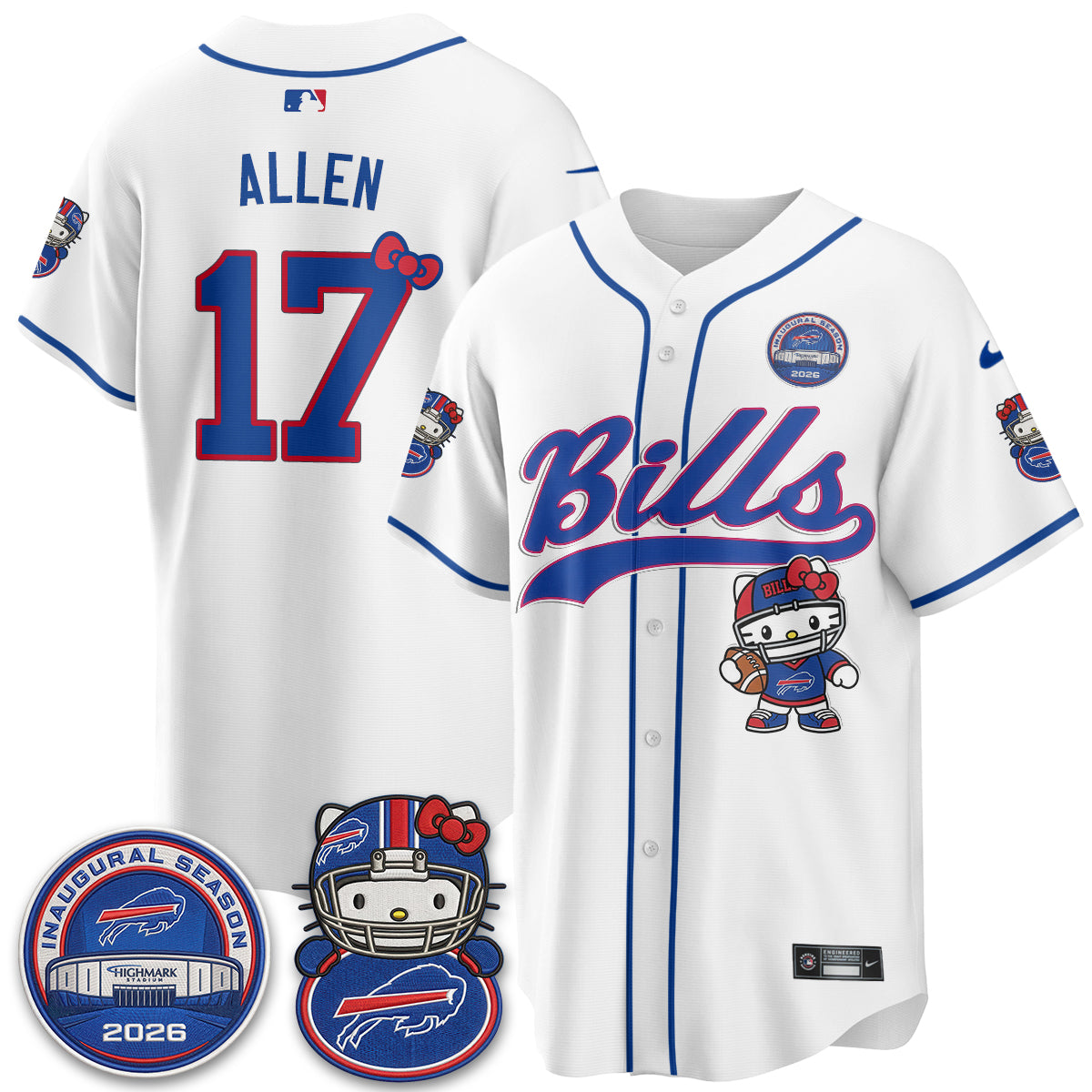 Buffalo Bills x Meow  Vapor Baseball Jersey - Stitched