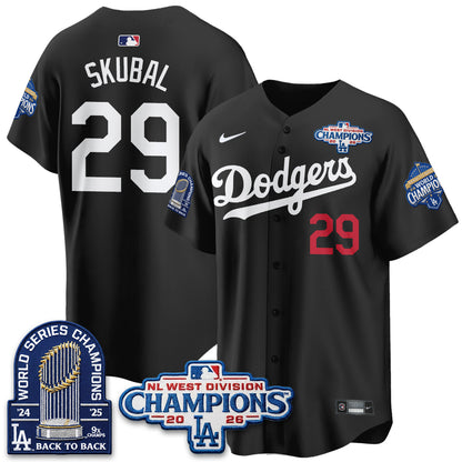 Los Angeles Dodgers 2026 NL West Champs Vapor Jersey- Stitched