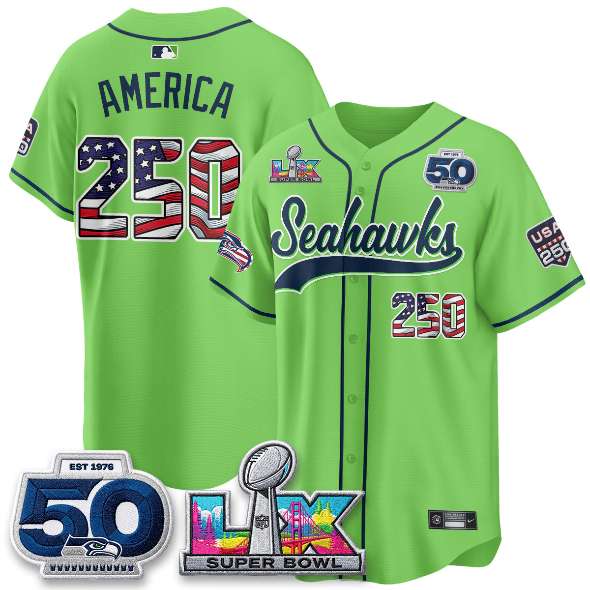 SEA SB LX Champs America Edition Vapor Baseball Jersey - Stitch