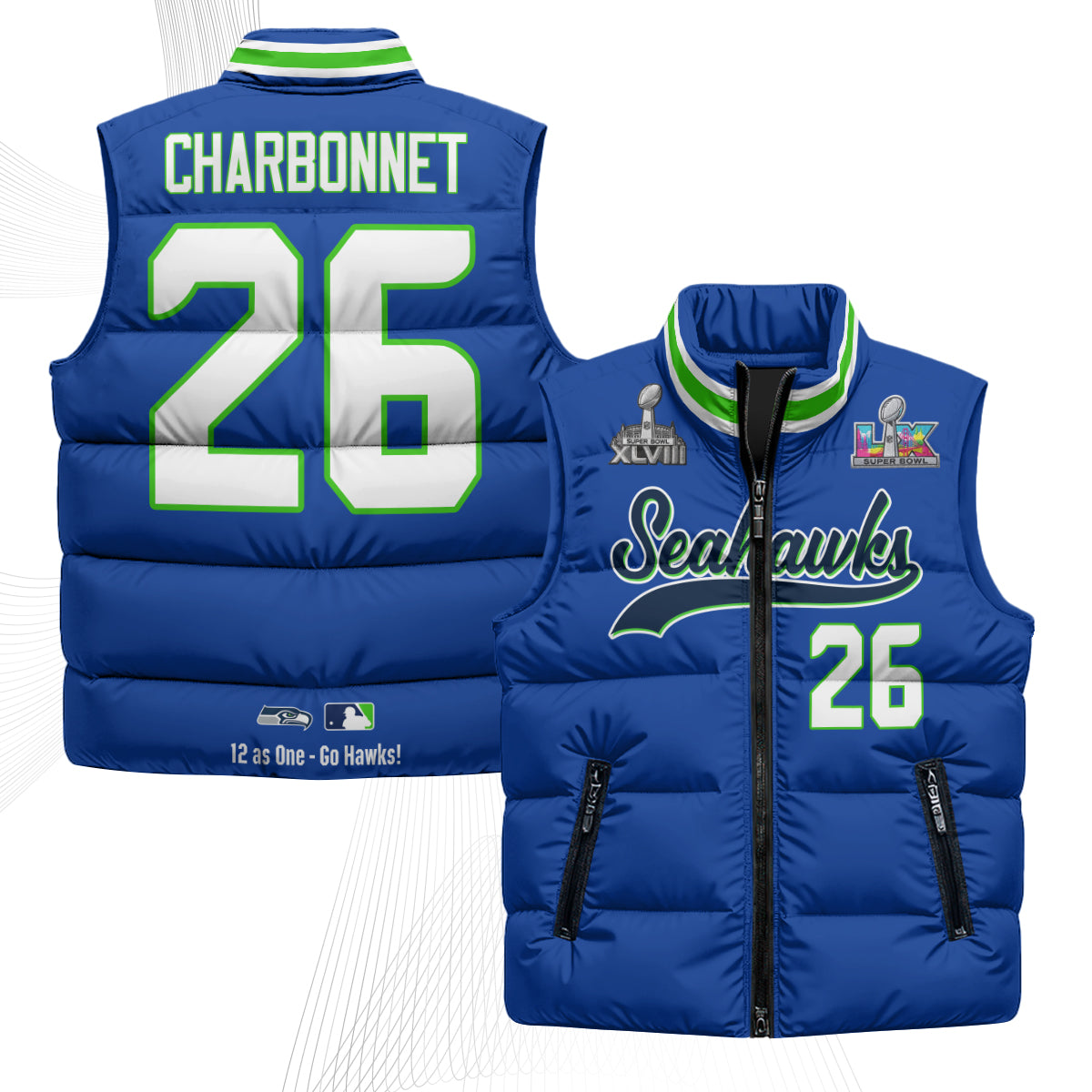 SEA S.Bowl Champs Puffer Vest - Printed