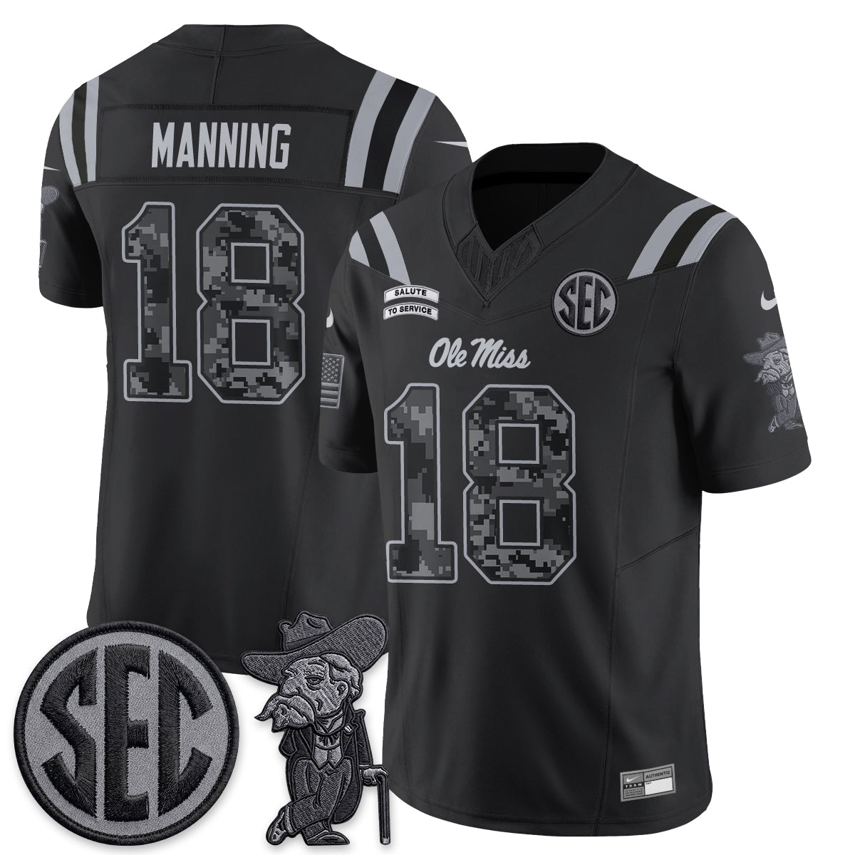 Ole Miss Rebels 2026 Salute to Service Vapor Jersey - Stitched