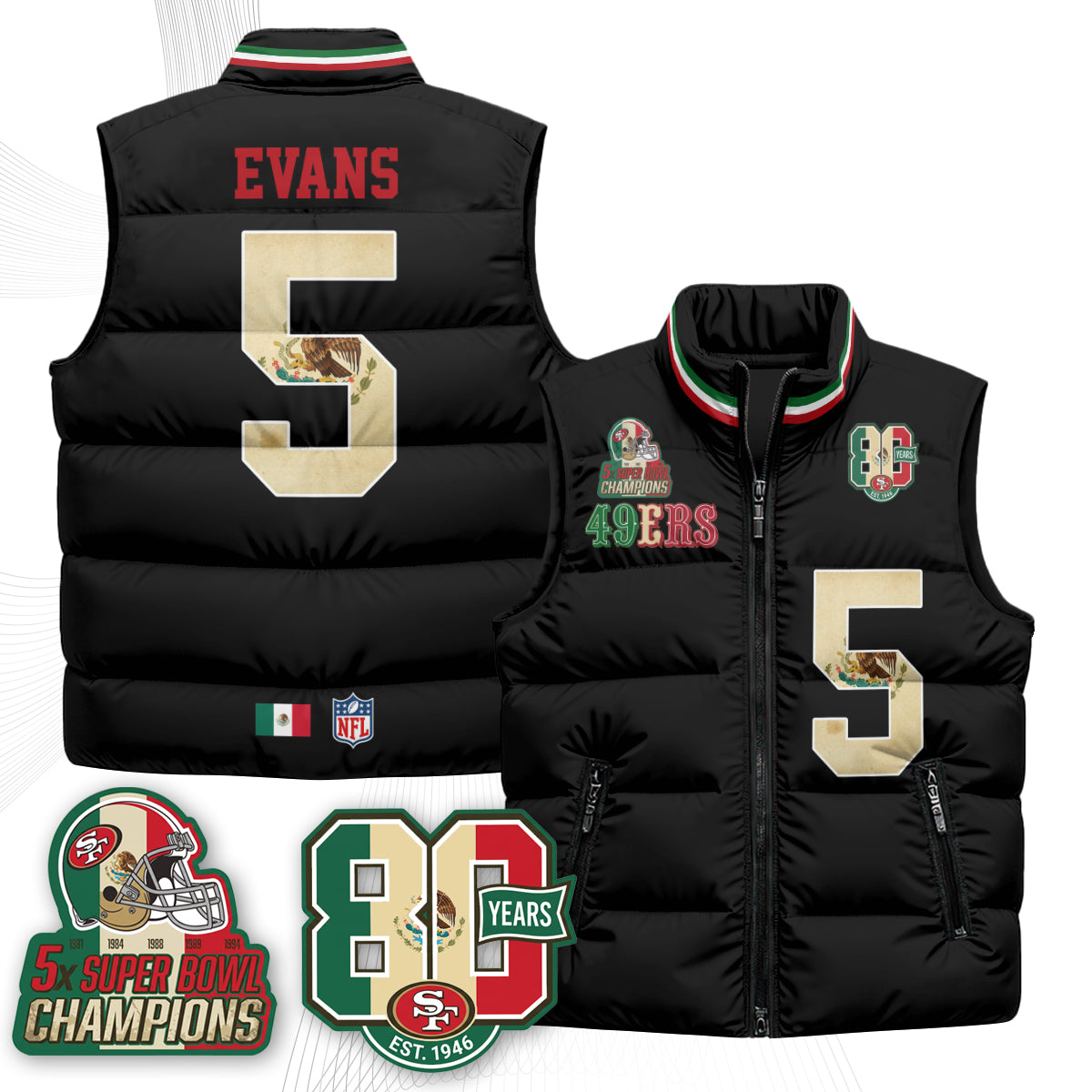 SF Mexico Style Puffer Vest - Printed