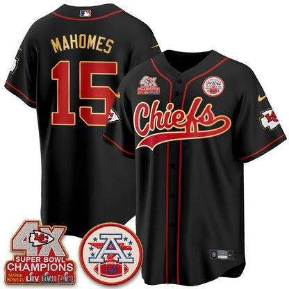 Kansas City Chiefs 4X Champs Gold Trim Edition Vapor Baseball Jersey - Stitched