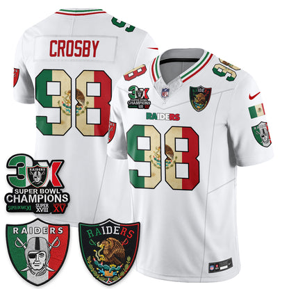 Las Vegas Raiders 3X Champs Mexico Edition Vapor Jersey - Stitched