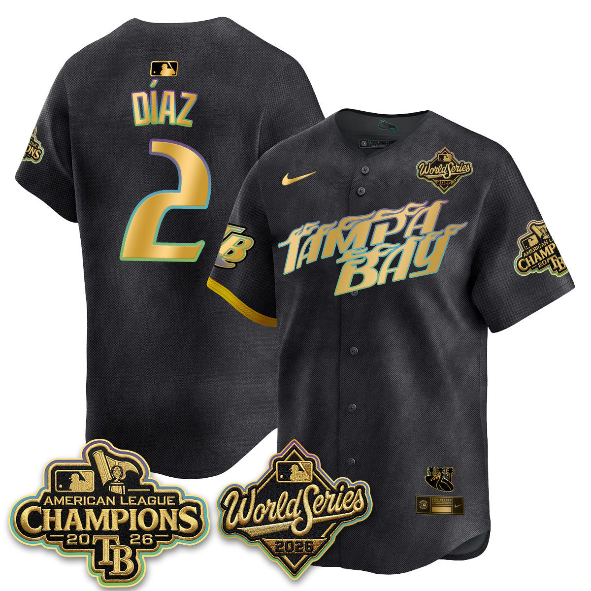 TB 2026 AL Champions Gold Edition Vapor Jersey - Stitched