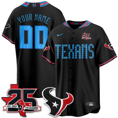 Houston Texans 2026 Rivalries Baseball Vapor Custom Jersey - Stitched