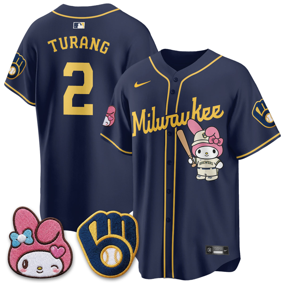 Milwaukee Brewers x Pink Sanrio Friend Edition Vapor Jersey - Stitched