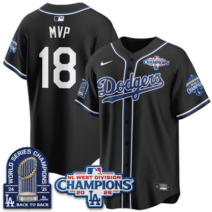 Los Angeles Dodgers 2026 NL West Champs Vapor Jersey- Stitched