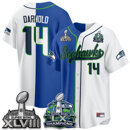 Seattle Seahawks S.Bowl Champs Split Baseball Vapor Jersey V1- Stitched
