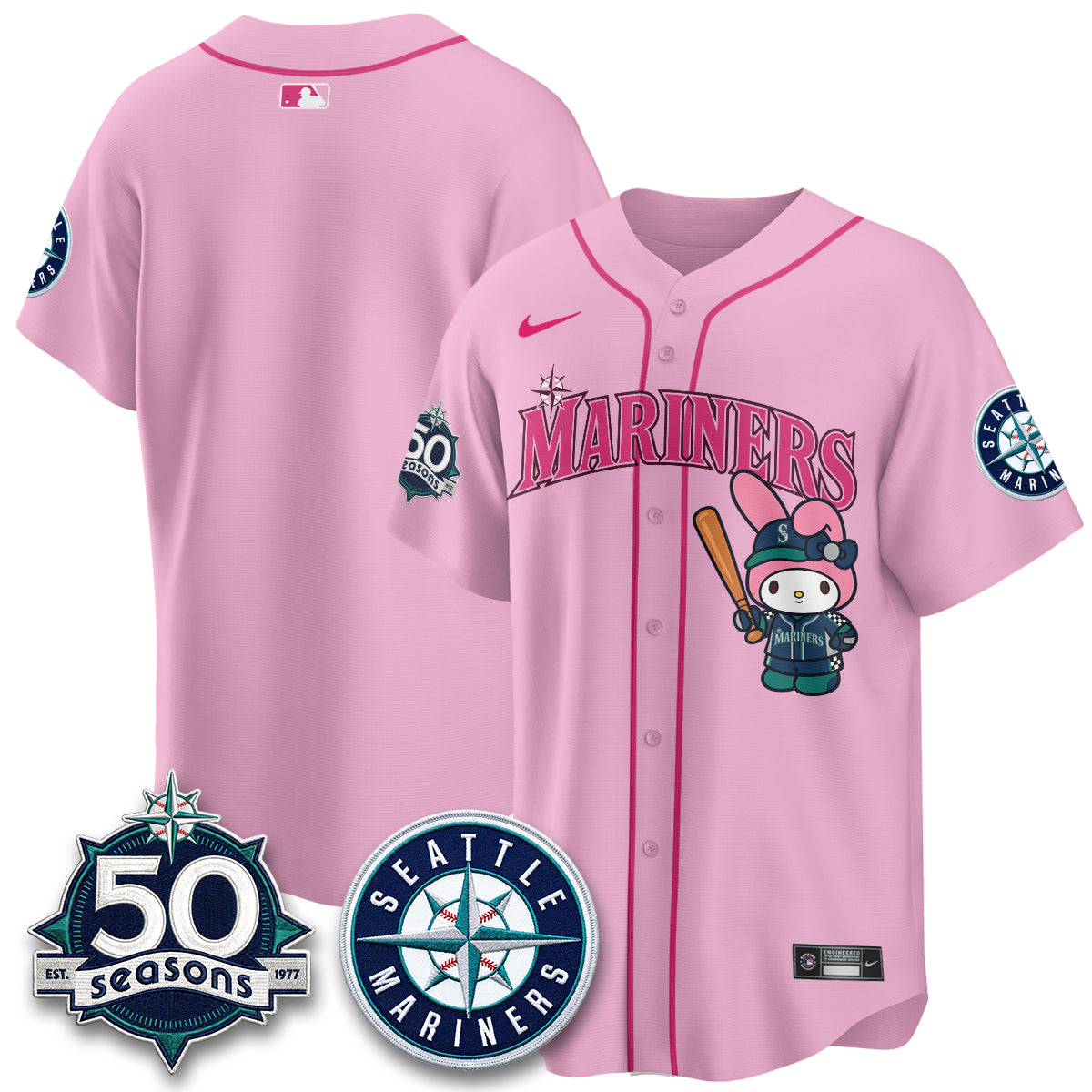 Seattle Mariners x  Pink Sanrio Friend Vapor Jersey - Stitched
