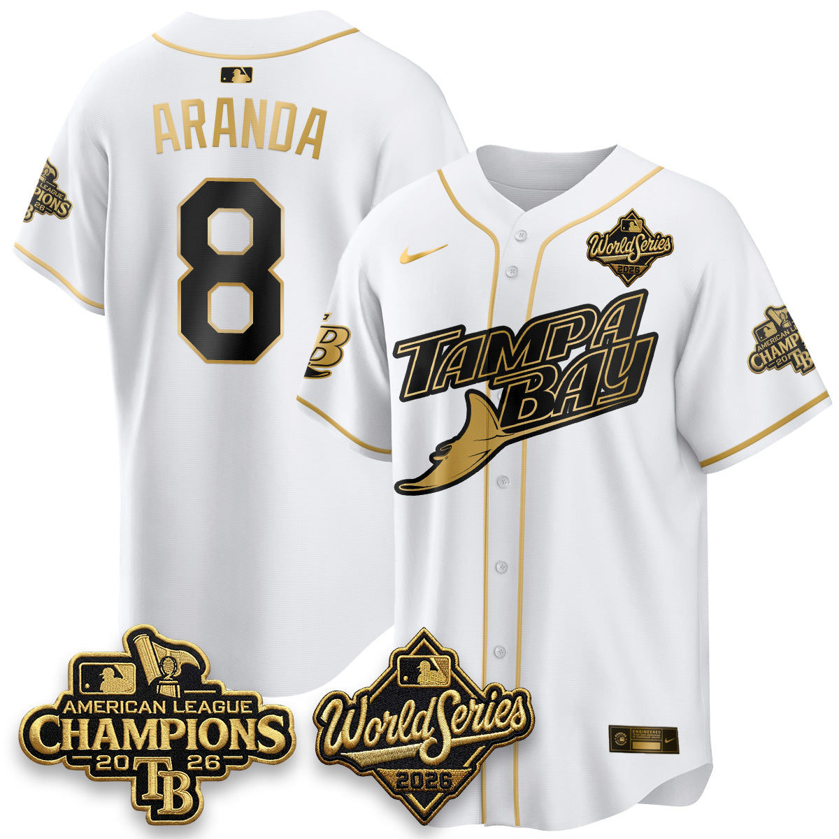 TB 2026 AL Champions Gold Edition Vapor Jersey - Stitched