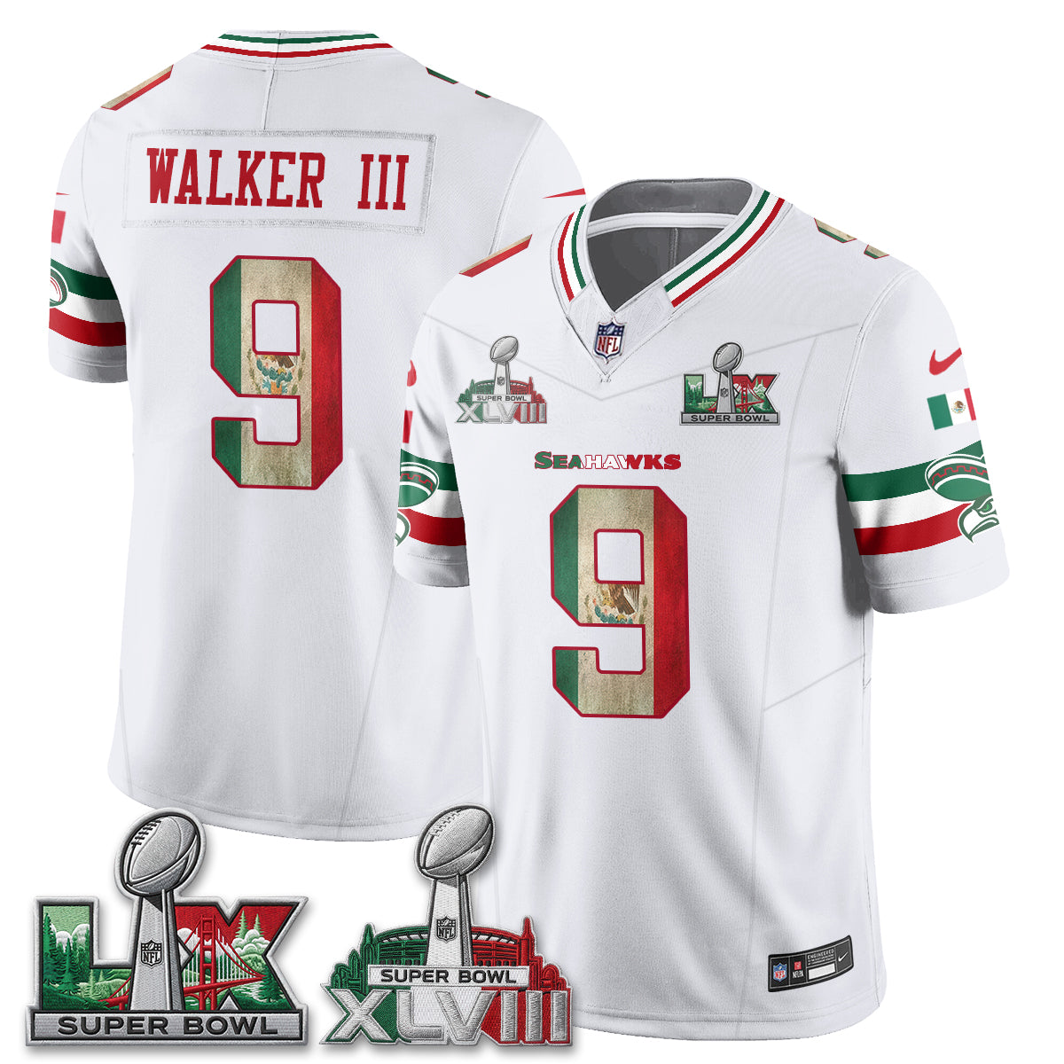 Seattle Seahawks Mexico Edition Vapor Jersey V2- Stitch