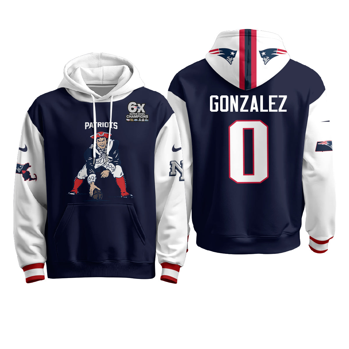 New England Patriots Minuteman Edition Fleece Hoodie - Printed