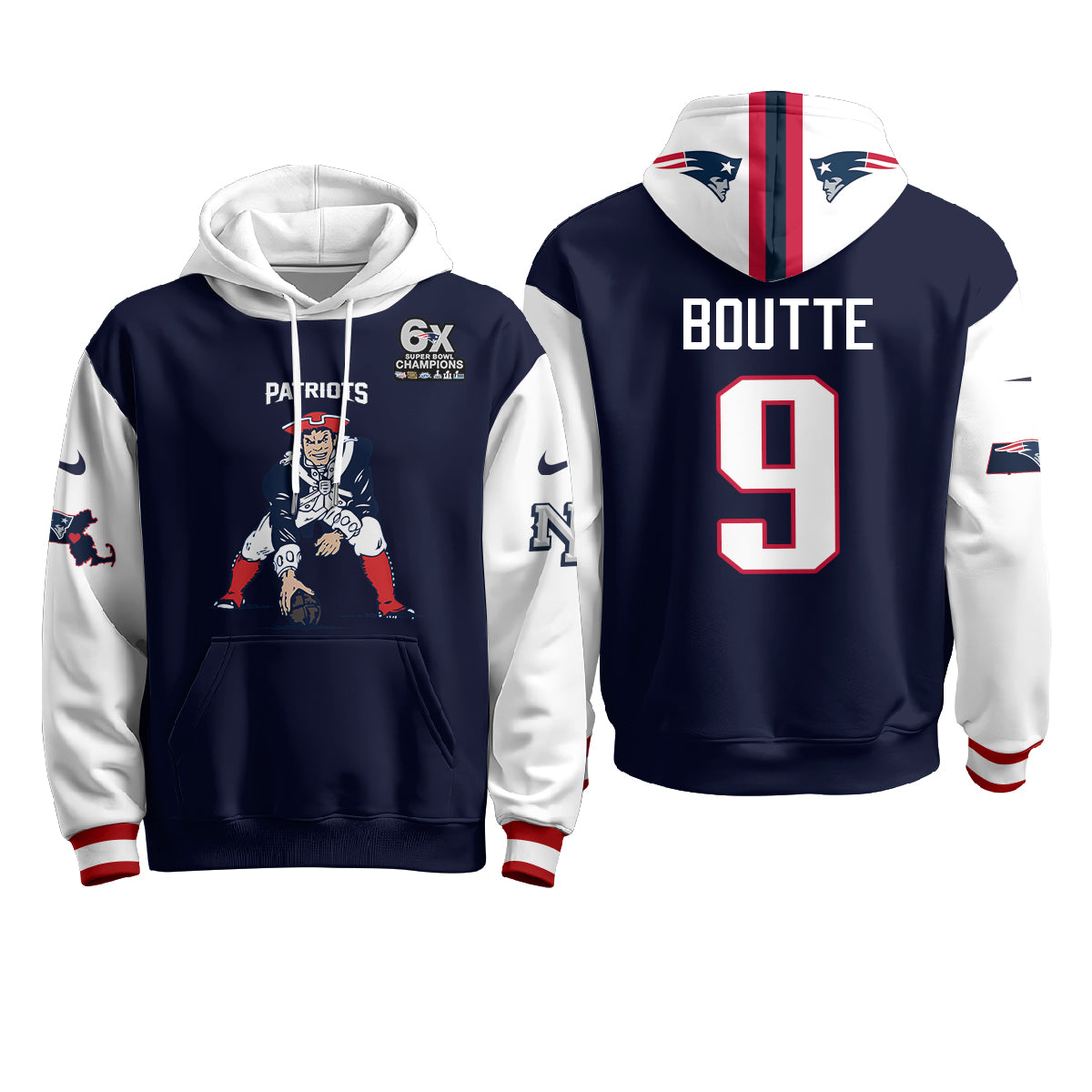 New England Patriots Minuteman Edition Fleece Hoodie - Printed