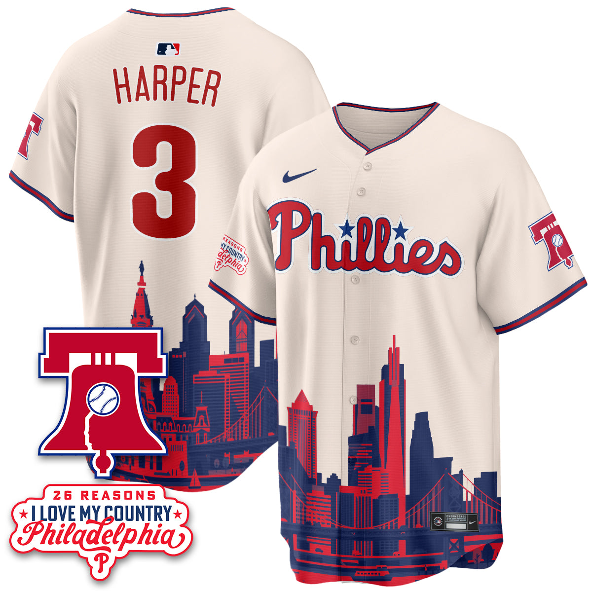 Philadelphia Phillies "26 Reasons I Love My Country" Edition Vapor Jersey - Stitched