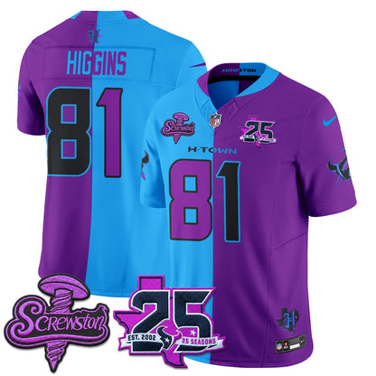 Houston Texans DJ Screw Split Vapor Jersey - Stitched