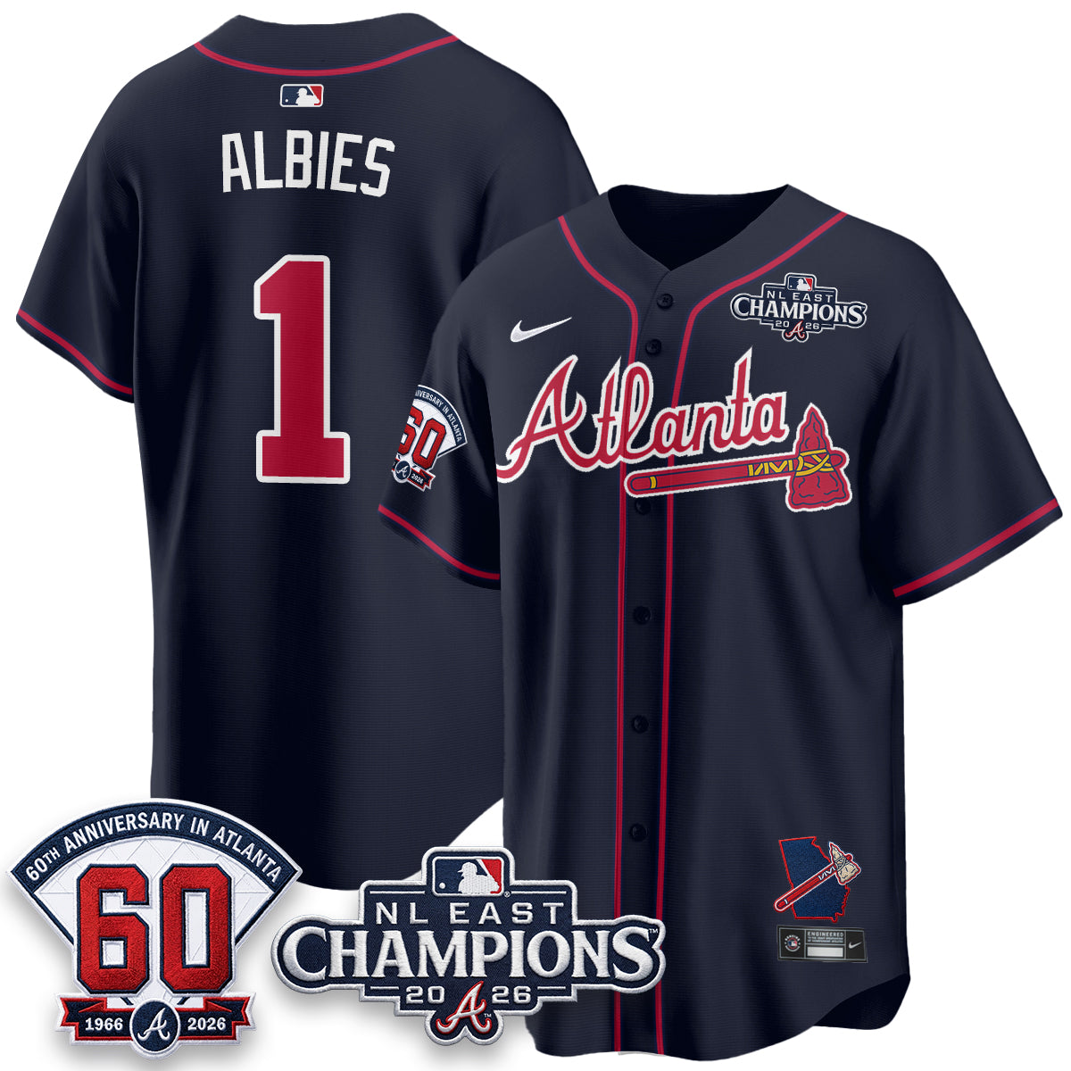Atlanta Braves 2026 NL East Champs Vapor Jersey - Stitched