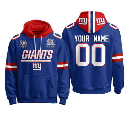 NYG 4X Champs S.Bowl Custom Fleece Hoodie - Printed