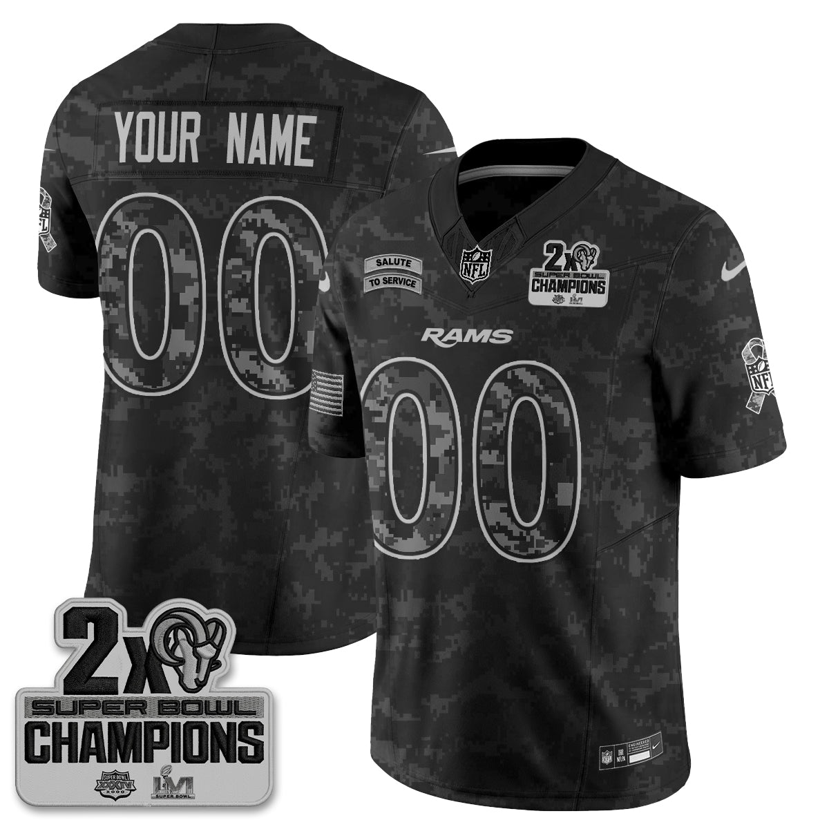 Los Angeles Rams 2026 Salute To Service Vapor Custom Jersey V2- Stitched