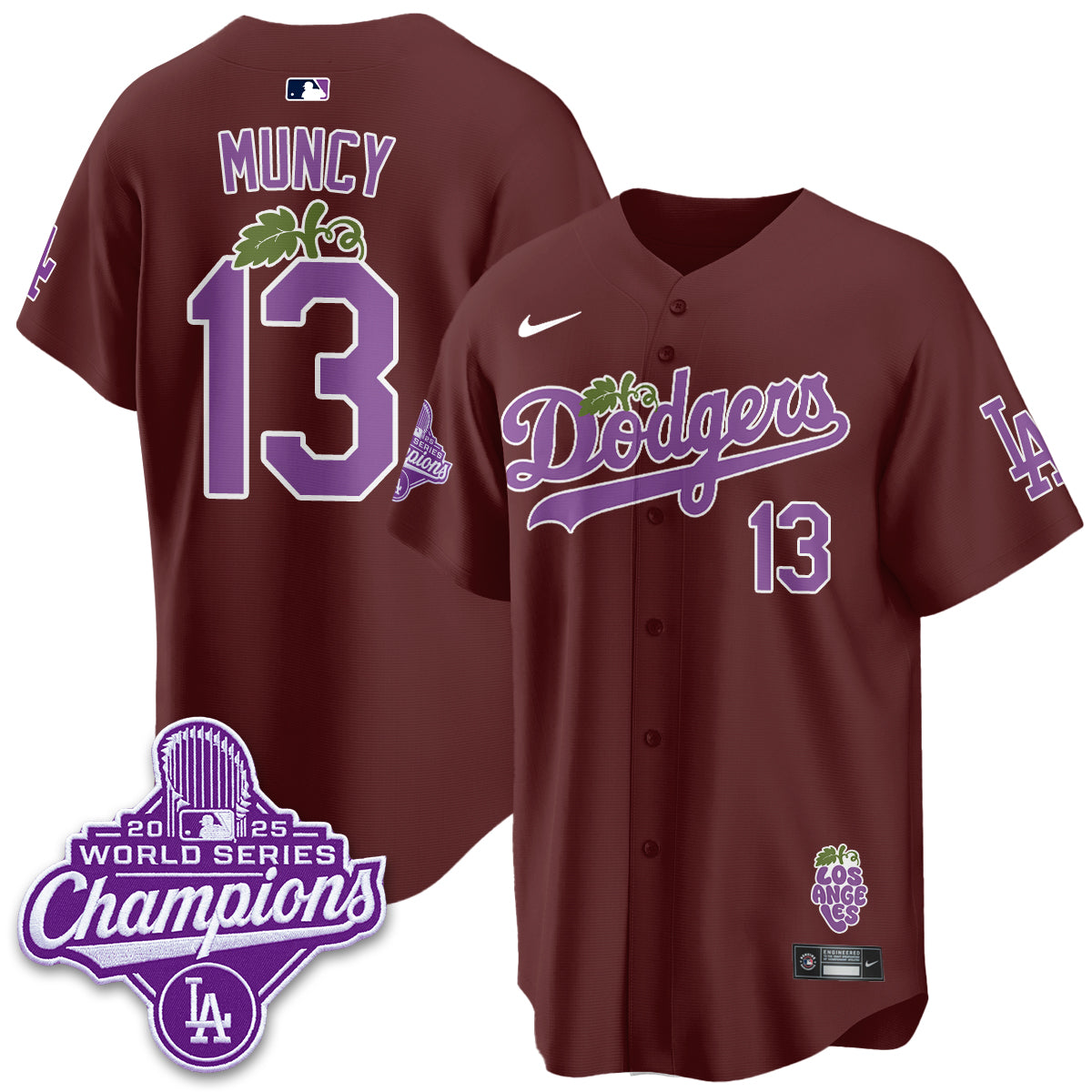 Los Angeles Dodgers Grape Edition Vapor Jersey - Stitched