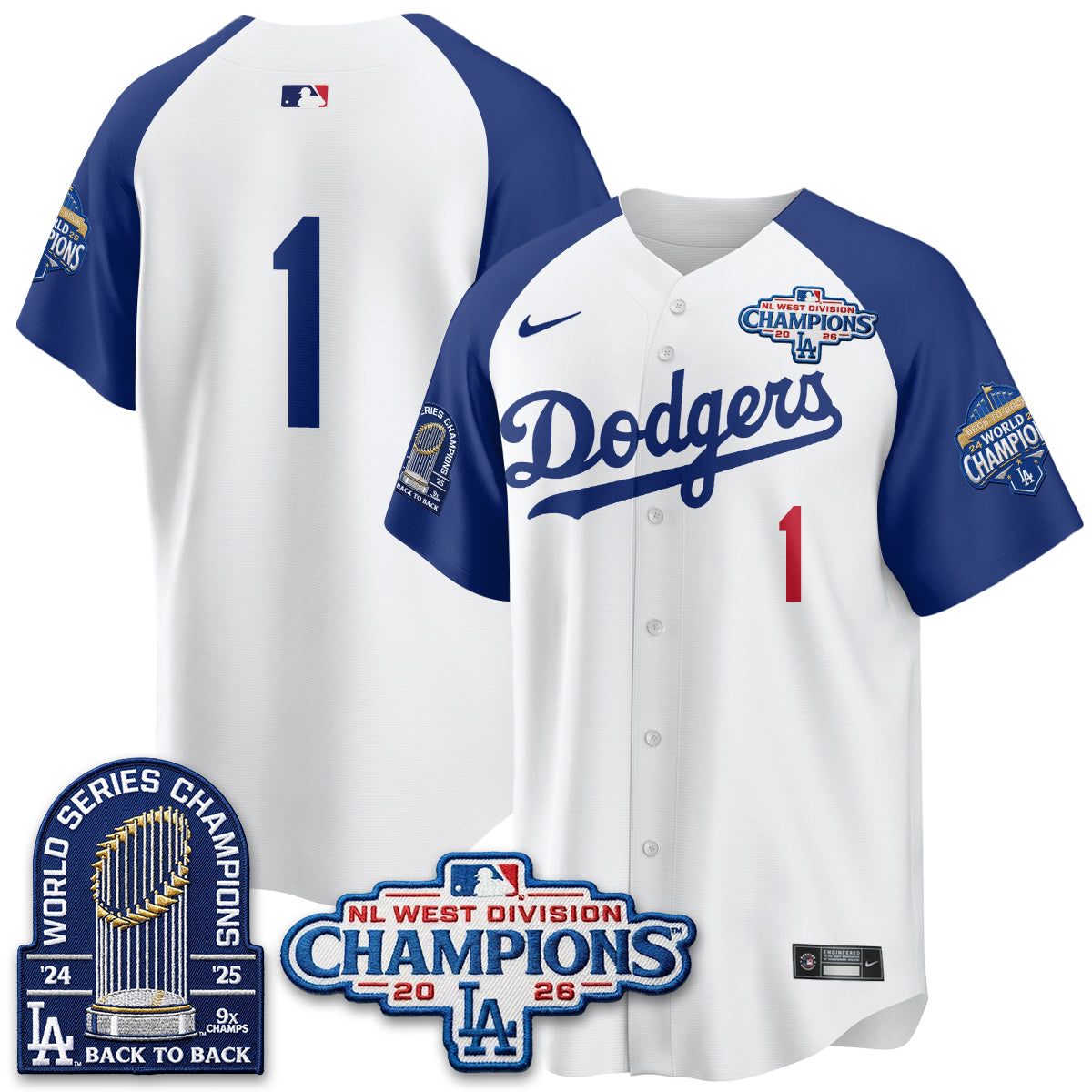 Los Angeles Dodgers 2026 NL West Champs Vapor Jersey- Stitched