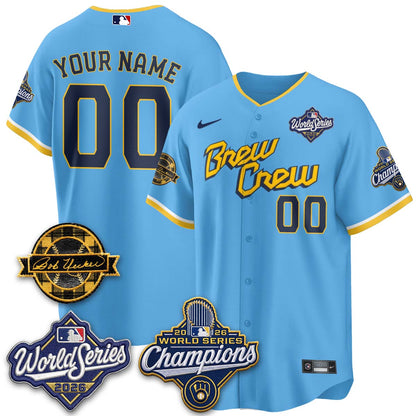 Milwaukee Brewers 2026 WS Champions - Bob Uecker Patch Custom Vapor Jersey - Stitched