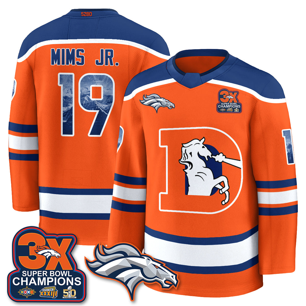 Denver Broncos Fan Gear Edition Hockey Jersey - Stitched